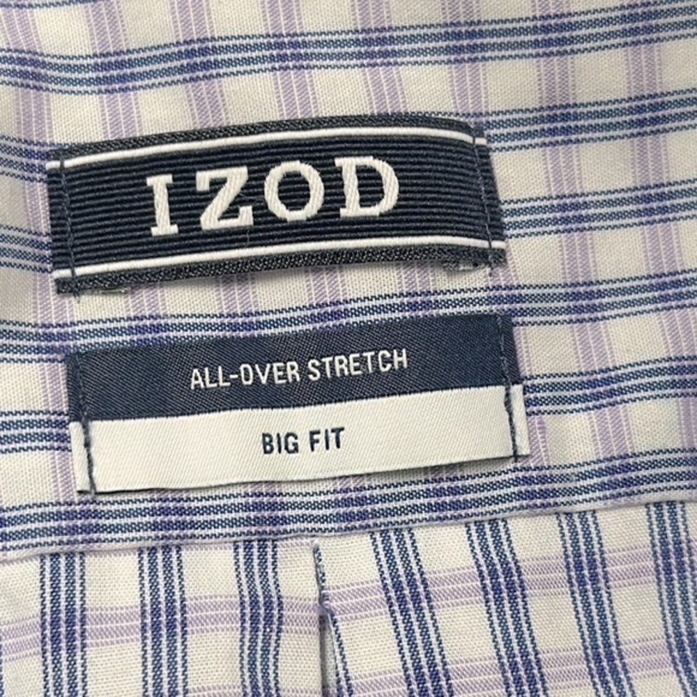 Izod all over stretch‎ big fit mens button down long sleeve shirt 18.5 34/35 - Picture 4 of 8